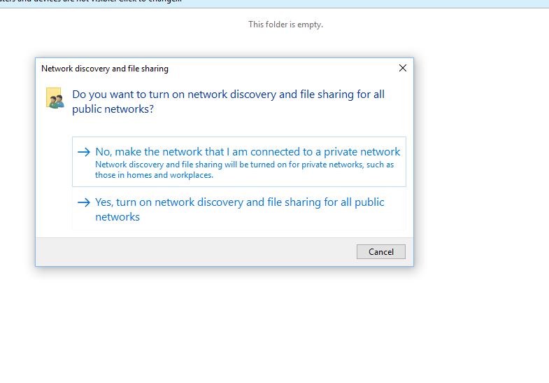 Do you want to turn on discovery and file sharing for all public networks? - screenshot 